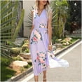 thumbnail image 2 of Vestido de verano con estampado bohemio para mujer, cuello en V, sin mangas, con abertura lateral, vestido de playa, vestido de sol, vestido a media pierna Fridja  hjkh7039, 2 of 6