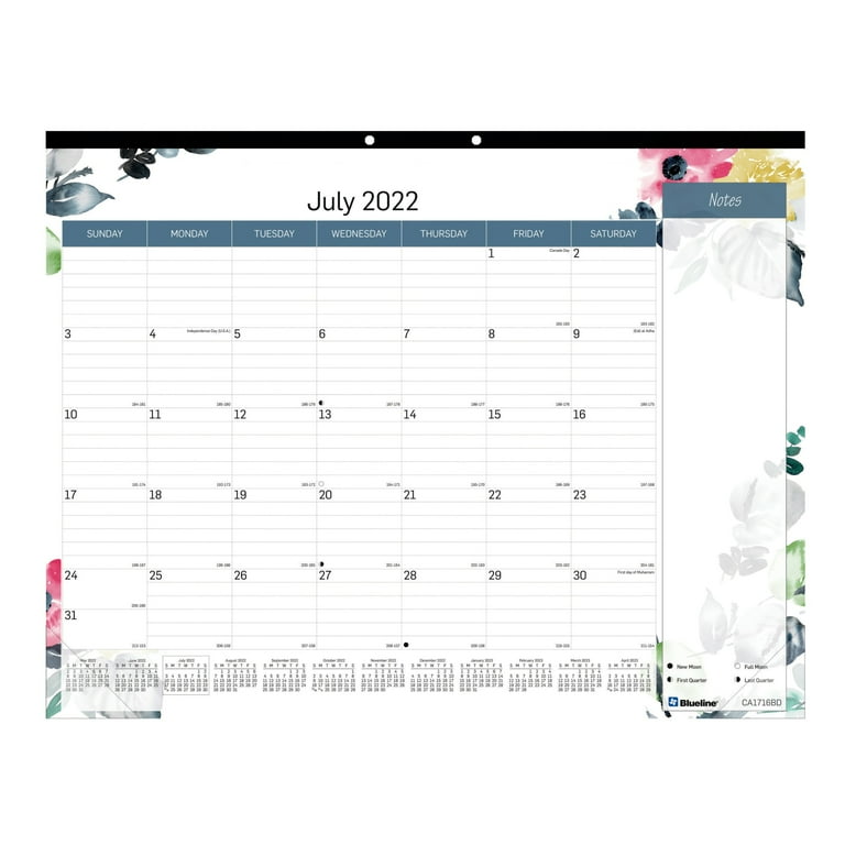 Blueline® 18-Month Monthly Academic Desk Calendar, 22" x 17", Watercolor,  July 2022 To December 2023, CA1716BD - Walmart.com
