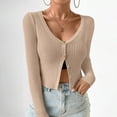 thumbnail image 4 of OJinShaWanO Sweater Romper Womens Women's Ribbed Knit Button Down V Neck Lightweight Cropped Cardigan Coat Tops, 4 of 7