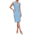 thumbnail image 1 of Vestido lápiz de longitud a la rodilla para mujer sin mangas con escote en V, vestido ceñido de verano 2025 para oficina, color azul cielo L, 1 of 5