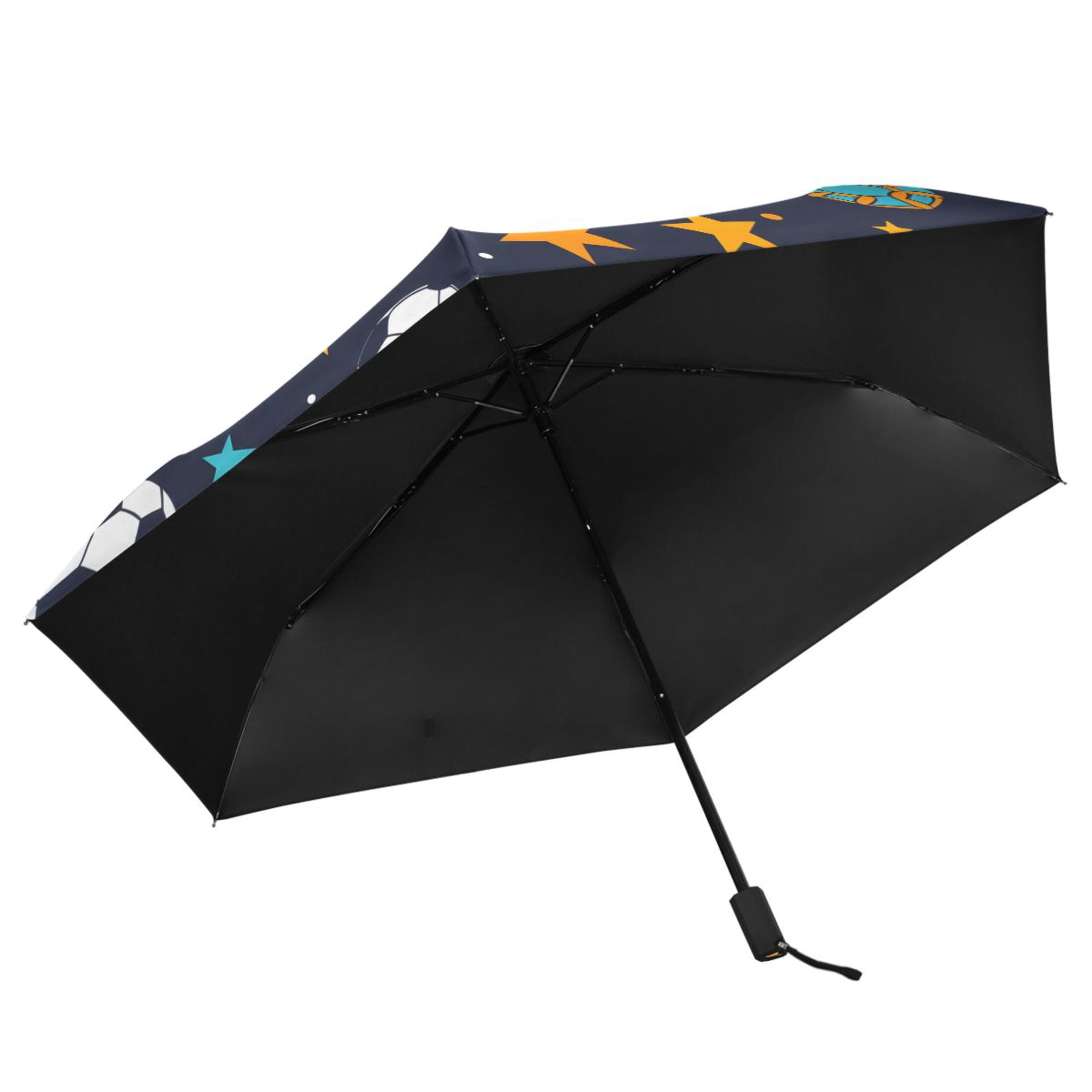 ALAZA Football and Star UPF 50+ Compact Folding Umbrella for Rain Travel Umbrella Packable