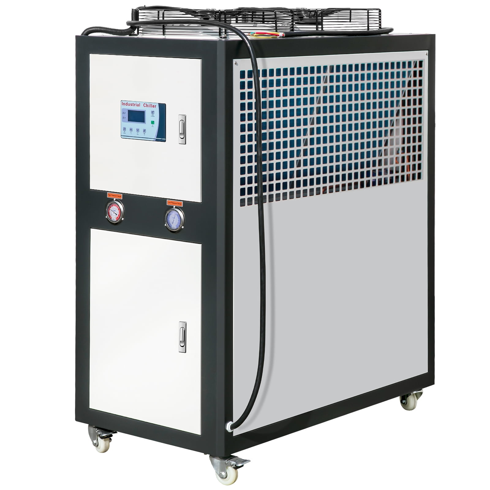 KFFKFF Commercial Water Cooler, 9.4HP 16 Gal Air-Circulated Commercial Water Cooler, 15,100 Kcal/h Chilling Power with Ribbed Condenser Micro-Computer Management 60L Water Reservoir