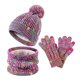 thumbnail image 2 of Gorro de forro polar para niños, guantes de pantalla táctil, bufanda de cuello, sombrero de Navidad, diseño de nieve, 3 piezas, 2 of 4