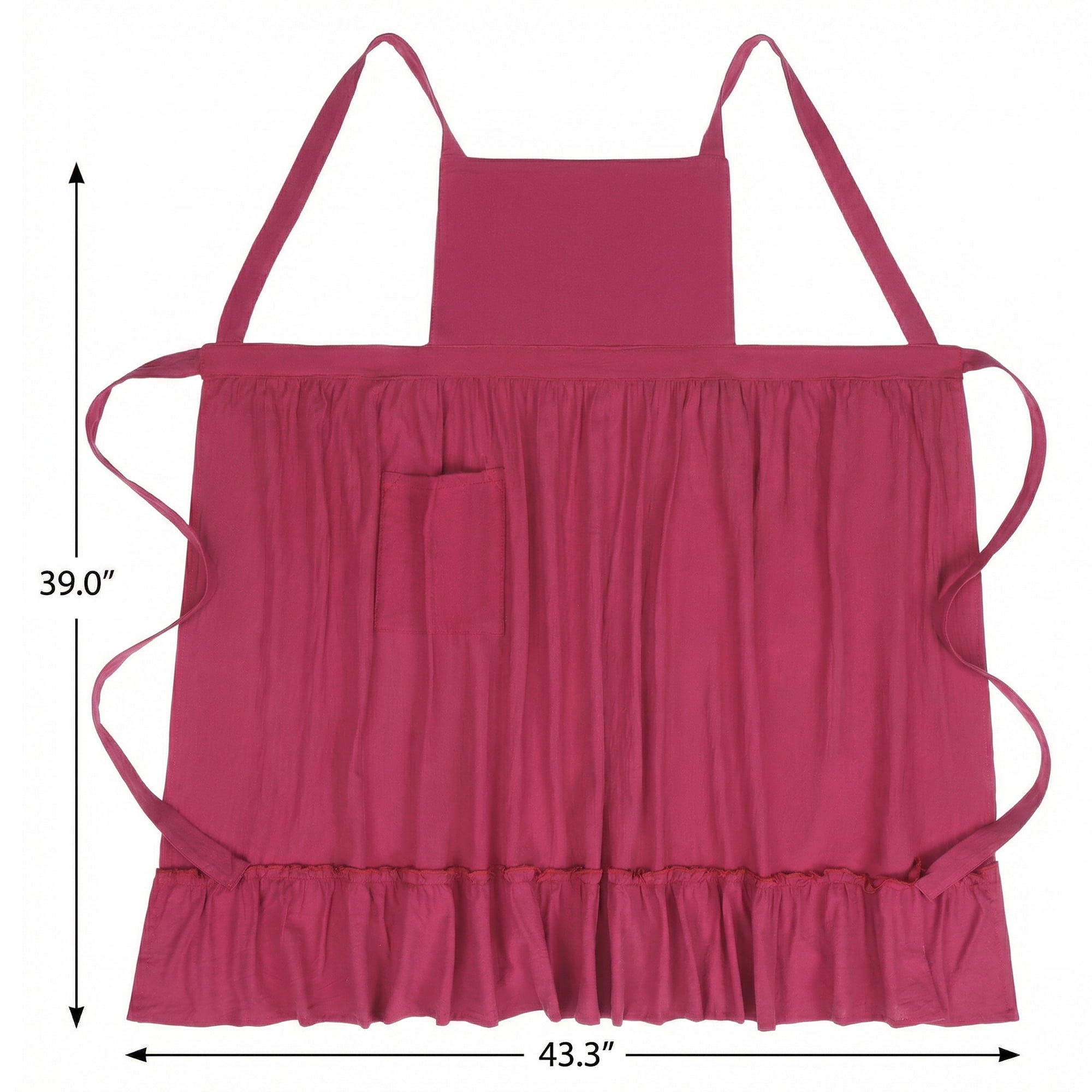 Unique Bargains Aprons for Women with Pockets Kitchen Apron Extra Long Waist Red