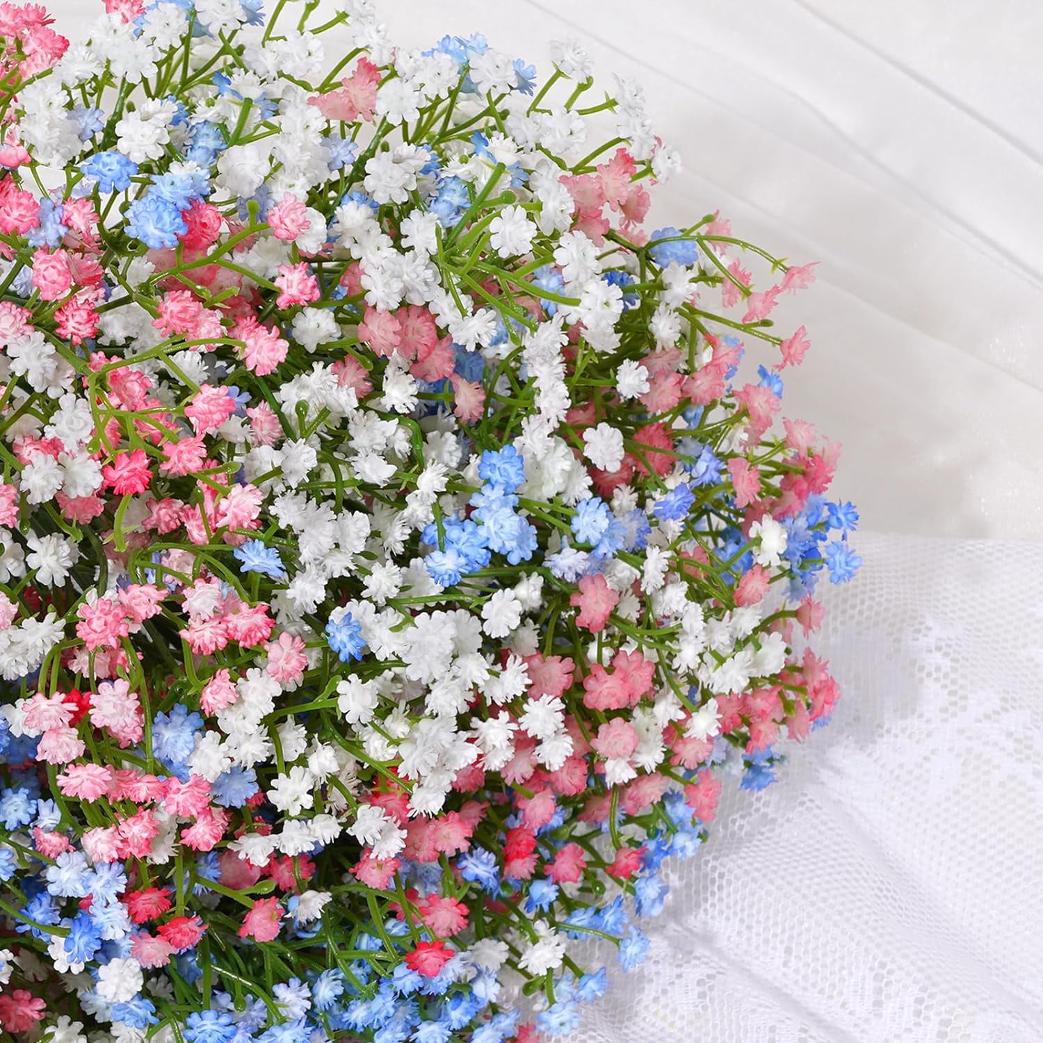 Babys Breath Artificial Flowers, Baby Breath Flowers Artificial Bulk, Real Touch Fake White Flowers, Faux Babies Breath Gypsophila for Wedding Home Decor Floral Arrangement