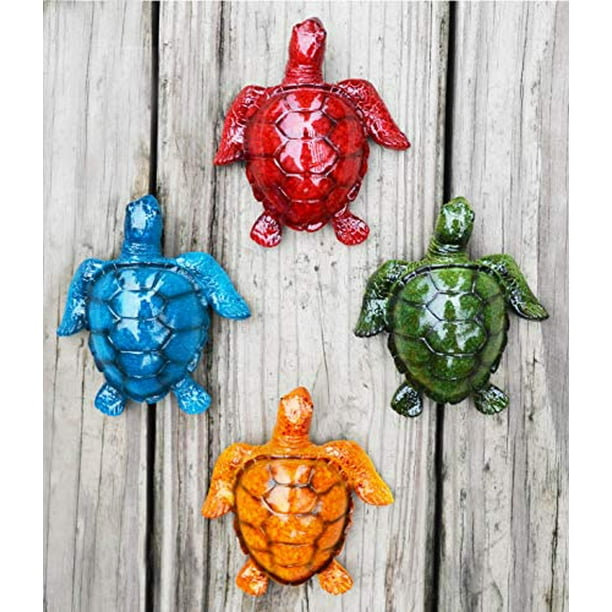 GIFTME 5 Cute Sea Turtles Wall Decor Set of 4 Indoor Outdoor Resin Wall