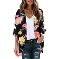 thumbnail image 2 of Ketyyh-chn99 Women's Plus Size Short Sleeve Cropped Cardigans Chiffon Women Tops Pink,M, 2 of 4