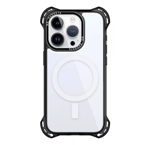 Funda Transparente Ultra Bounce MR. GADGETS para iPhone 15 Transparente con Negro Magsafe
