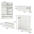 thumbnail image 3 of OXYLIFE 4-Door Wardrobe Armoire with Hutch, Shelves and Drawers,White Closet Storage Cabinet with Clothing Rod for Bedroom, 93.3" H, 3 of 8