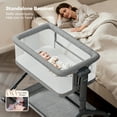 thumbnail image 4 of Baby Bassinet, Caveen Roacking Bassinet for Baby, Bedside Sleeper with Breathable Full-Mesh and Mattress, 6 Height Adjustable, Portable Bedside Crib for Infants, Grey, 4 of 10