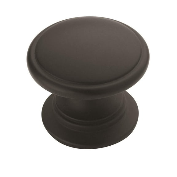 Amerock Ravino 1-1/4 inch (32mm) Diameter Matte Black Cabinet Knob, 10 Pack