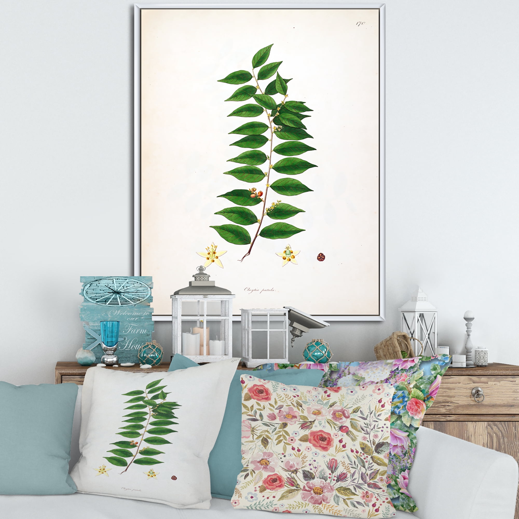 Designart 'Ancient London Plants VI' Farmhouse Framed Canvas Wall Art Print