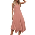 thumbnail image 6 of BLTIBY 2025 Womens Dresses 2025 Sleeveless Spring Summer Mini Dress Crewneck Solid Color Casual Beach Fashion A Line Long Dresses Pink S, 6 of 8