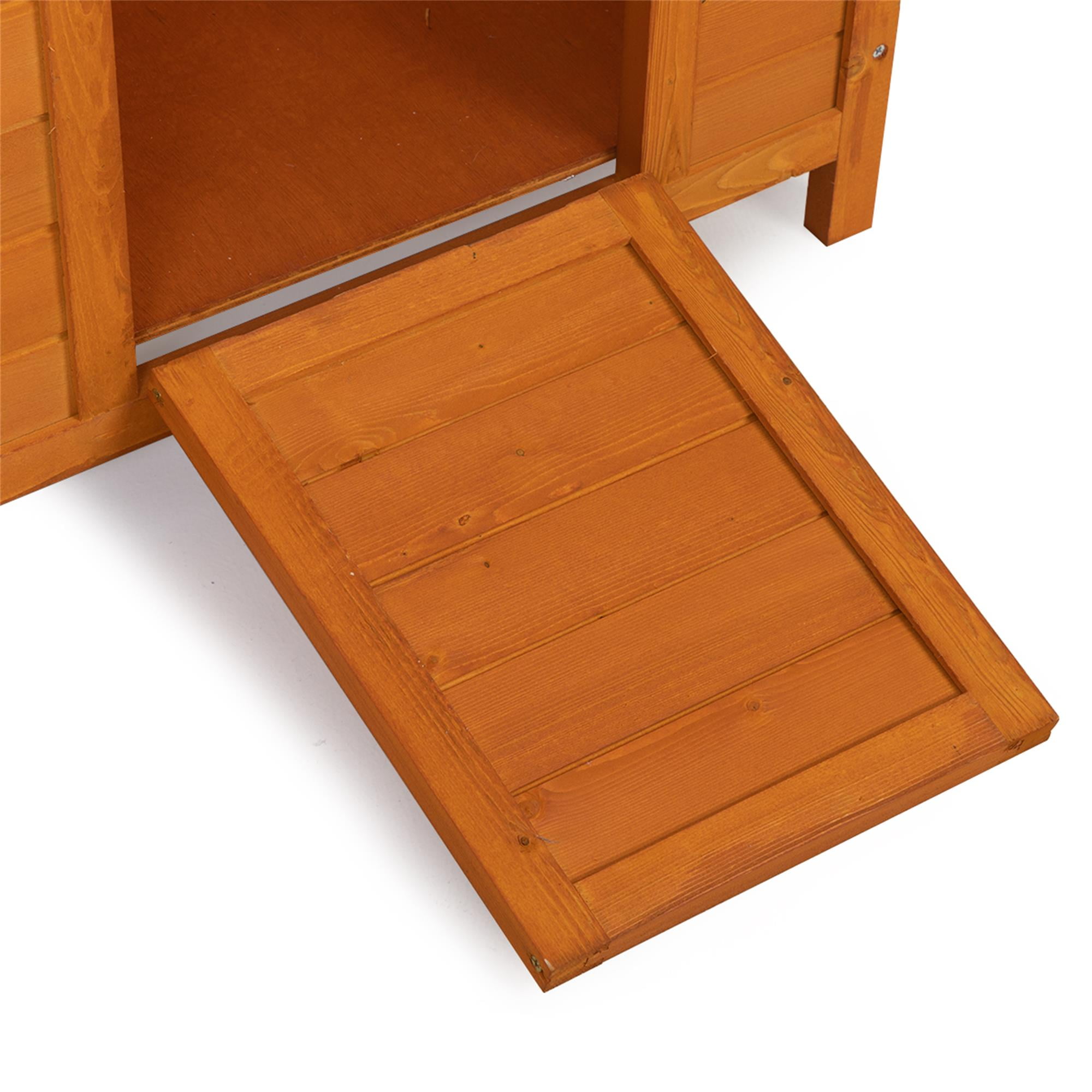 Pefilos 23" Rabbit Hutch for Outdoor Topnotch Weatherproof Wooden Bunny Cat House Pet Cage Shelter Feral Cat House, Orange