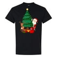 thumbnail image 3 of Gildan Heavy Cotton Christmas T-Shirt, Festive Santa Claus T-Shirt with Deer and Pine Tree Design for Men Classic fit Graphic Tees, Black S, 3 of 5