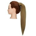 thumbnail image 2 of SAYFUT 20" Hairpiece Ponytail Extension Clip in Wrap around Long Straight Ombre Ponytail Hair Extensions Hairpieces, Sandy blonde mix bleach blonde, 2 of 8