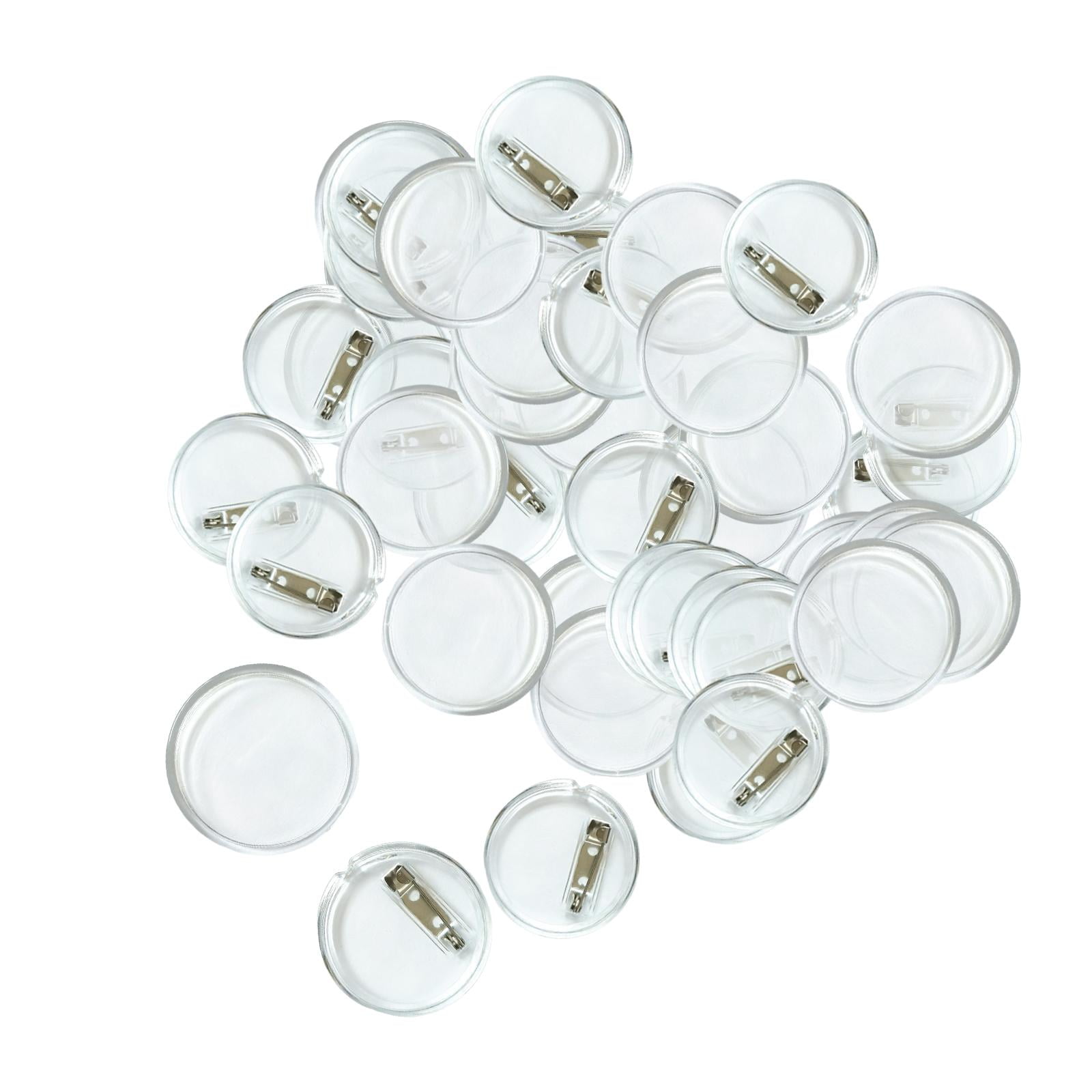 Mardatt 50pcs 4 Sizes Clear Button Badges Set with Pin, 25/38/45/60mm Acrylic Round Badge Pins Blank Button Picture Custom Design for DIY Making