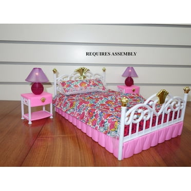My Fancy Life Bedroom Set Dollhouse Furniture with Bed Sheet, Cardboard