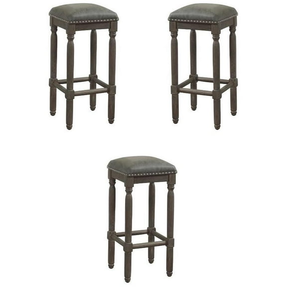 Home Square 26" Backless Counter Stool in Driftwood Gray - Set of 3