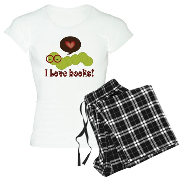 CafePress - I Love Books Bookworm Women's Light Pajamas - Women's Short Sleeve Print T-Shirt and Pants Light Cotton Pajama Set