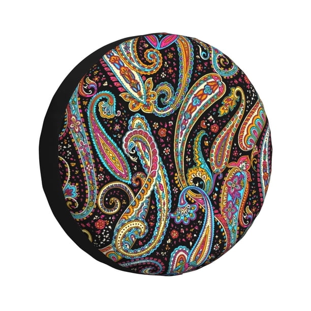 Fotbe Watercolor Romantic Paisley Funda de Llanta de Repuesto con Estampado, Engrosada, Ajuste Universal para Jeep, Remolque, RV, SUV, Camión-17 inch