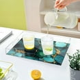 thumbnail image 6 of WOBOGO Gild Dark Green Marbles Acrylic Serving Trays 15.7x11.8 Inch Spill Proof Clear Decorative Organizer with Handle, 6 of 7