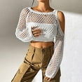 thumbnail image 4 of UJNDER Cropped Ribbed Knit Cardigan Sweater for Women Cutout Detail Fall Wear White One Size, 4 of 8