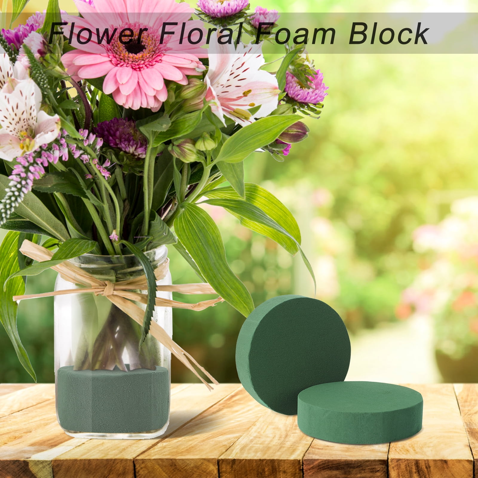 Bomutovy 6 Pack Round Floral Foam Blocks, 3.15'' Dry Floral Foam for  Artificial Flowers, Craft Project, Wedding Aisle Flowers, Arty Decoration 