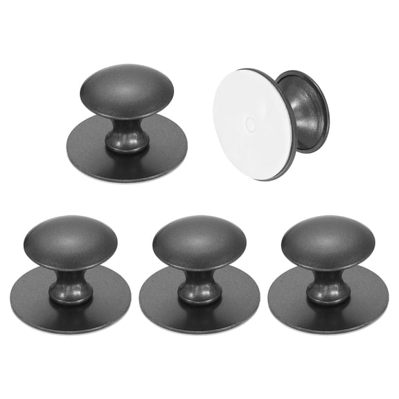 Uxcell 5 Pack Adhesive Cabinet Knobs, Stainless Steel Self-Stick Drawer Knobs, No Drilling Round Stick on Instant Handle Cabinet Pull for Wardrobe Cupboard Drawer Closet, Gray