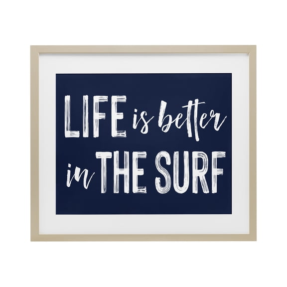 Life Better In Surf Birch Framed Print Under Glass, design by Lettered and Lined