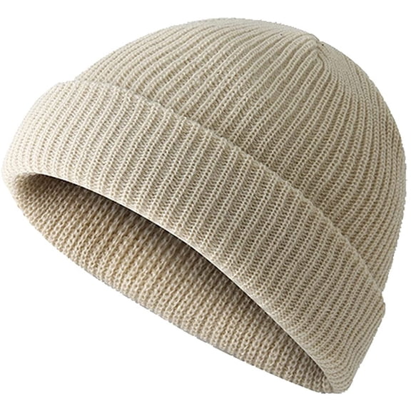 HAJWOH Short Fisherman Beanie for Men Women Warm Winter Hats Knit Cuffed Beanies Skull Cap Skullcap Trawler Beanie Hat