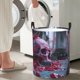 thumbnail image 5 of Fotbe Gothic Red Skull Cemetery Cesto de Ropa con Asas, Cesto Impermeable de Gran Capacidad, Bolsa de Lavado para Dormitorio, Cesto de Ropa con Ruedas y Asas-Medium, 5 of 6