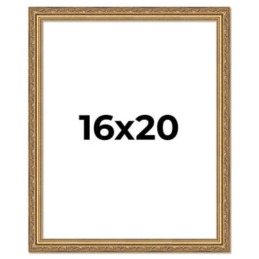 16x20 Frame Gold Solid Wood Picture Frame Width 1.25 Inches | Interior Frame Depth 0.375 Inches |