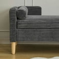 thumbnail image 4 of Spaco 65.35" Wide Corduroy Storage Soft Bench with Backrest and Two Bolster Pillows, Soft Bench with Armrests for Indoor as Living Room, Entryway, Gray, 4 of 9