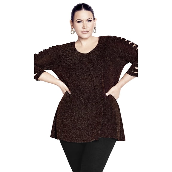 Avenue Women's Plus Size Glam Sleeve Detail Tunic
