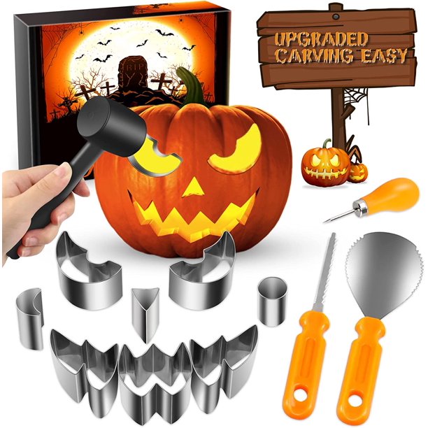 【2022 NEW】Pumpkin Carving Kit with Hammer Safe & Easy for Kids