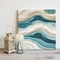 thumbnail image 5 of Teal Green Canvas Wall Art, Beige Gradient Wave Lines Abstract Ombre Art Framed Wall Decor Modern Artwork Prints Painting for Living Room, Bedroom, Kitchen & Cafe Decor 8x8 Inch, 5 of 9