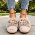 thumbnail image 6 of Knivor Fuzzy Bow Moccasin Slippers for Women Suede Faux Fur Lined Slip On Loafer House Shoes Non Slip Sole Indoor Outdoor Winter Warm House Slippers, 6 of 8