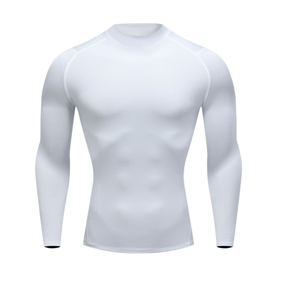 WBQ Men's Compression Shirts Long Sleeve Athletic T Shirt Workout Cool Dry Running Tops Gym Undershirts Baselayers