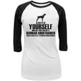 thumbnail image 1 of Always Be Yourself German Shorthaired Pointer Juniors 3/4 Sleeve Raglan T Shirt White-Black MD, 1 of 1