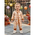 thumbnail image 3 of Cjfdfy Newborn Baby Boy Girl Halloween Outfit Romper Casual Scarecrow Pumpkin Print Zip Front Crew Neck Long Sleeve Jumpsuit For Fall Halloween Pumpkin Fall Winter Outfit, 3 of 9