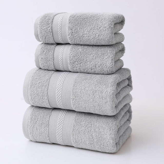 Juego de 4 toallas de baño gruesas, suaves y absorbentes, ideal para el hogar y el baño.