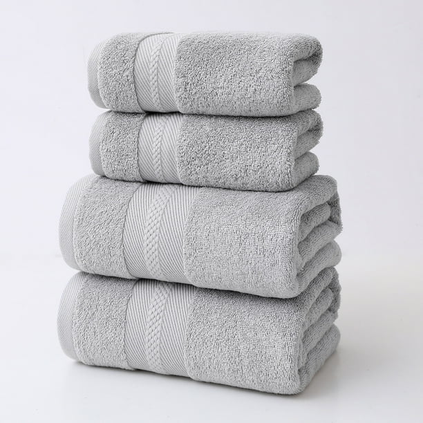Juego de toallas de baño. Toallas suaves y absorbentes. Tejido de poliéster de secado rápido. Ideales para un baño tipo spa. Artículos de lujo para el hogar (Gris).
