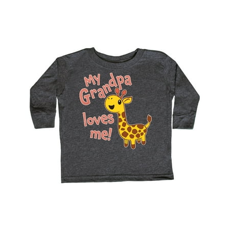 

Inktastic My Grandpa Loves me- cute giraffe Gift Toddler Boy or Toddler Girl Long Sleeve T-Shirt