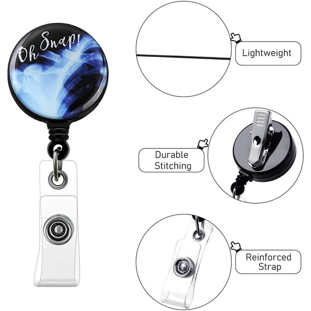 3 Pieces X-ray Retractable ID Badge Reel Oh Snap X-Ray Badge Reel Radiology  Tech Badge Holder X-Ray Nursing Name Badge Clips with Alligator Clip for  Nurse Doctors Teacher Student Volunteer 