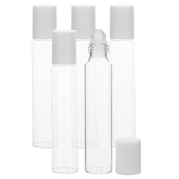 FRCOLOR 5 Pcs Roller Ball Essential Oil Bottle Perfume Bottles Refillable Empty White
