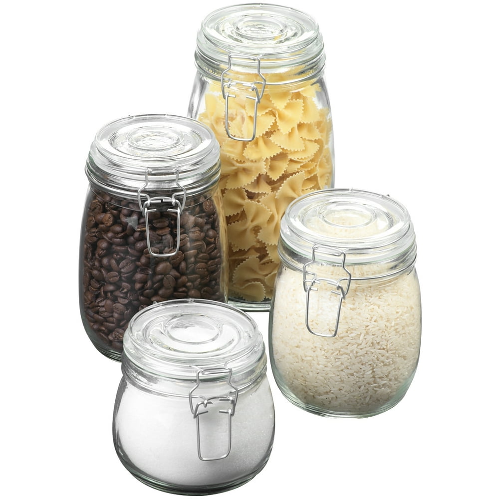 Anchor Hocking Glass Storage Container with Clamp Lid, Set of 4