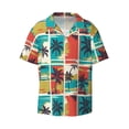 thumbnail image 4 of Uemuo Colorful Hawaii Palms Pattern Cotton Linen Short Sleeve Shirts,Casual Lightweight Button Down Shirts,Vacation Beach Summer Tops-Large, 4 of 7