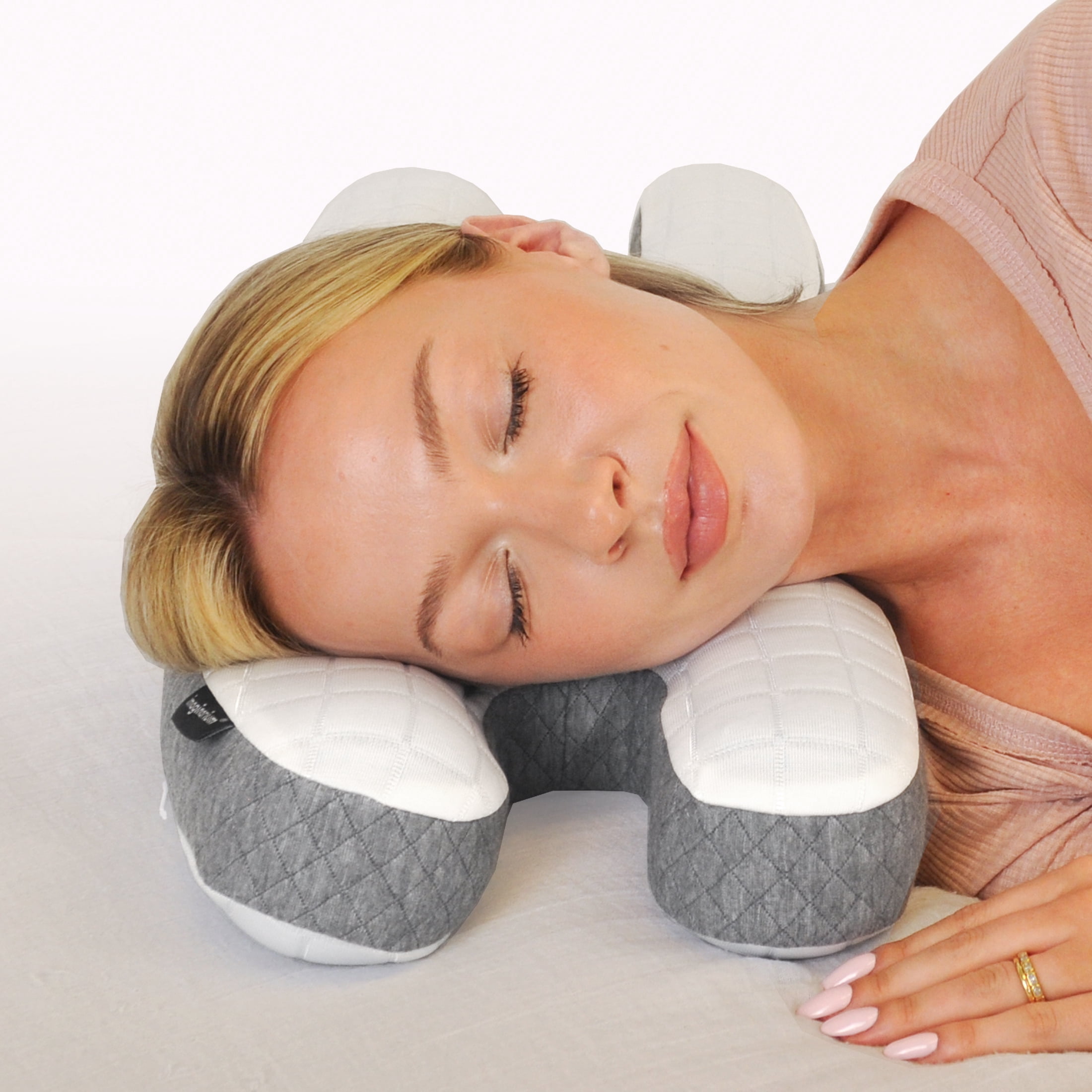 Wondertech Ergonomic Memory Foam Facial Pressure Relief Beauty Pillow with Cooling Cover