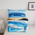 thumbnail image 5 of Manfei Natural Sky Twin Comforter Sets,Gentle Beach Bedding Set,Blue Yellow,Colorful Stars Reversible,2 Pieces,1 Comforter and 1 Pillowcase, 5 of 8